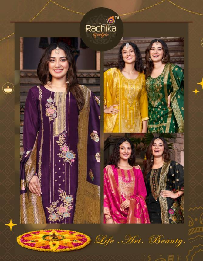 Radhika Banarasi 1 Pure Dola Silk Exclusive Wear Kurti Pant With Dupatta Collection